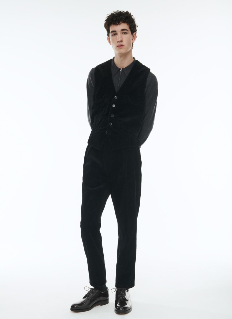 Suits | De Fursac Corduroy Suit Waistcoat Black