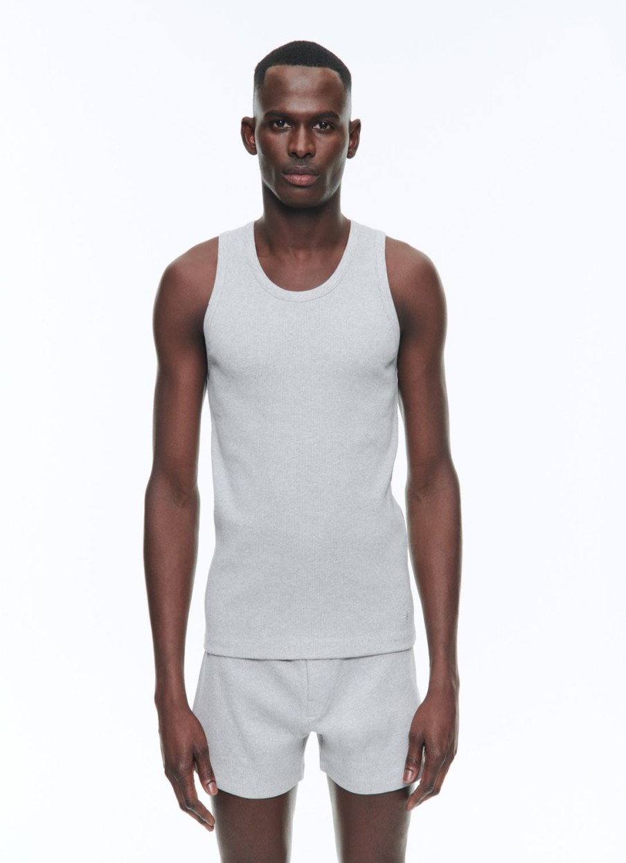 Polos & T-Shirts | De Fursac Organic Cotton Ribbed Tank Top Grey