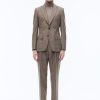 Suits | De Fursac Wool Flannel Fitted Suit Chestnut - Stripes