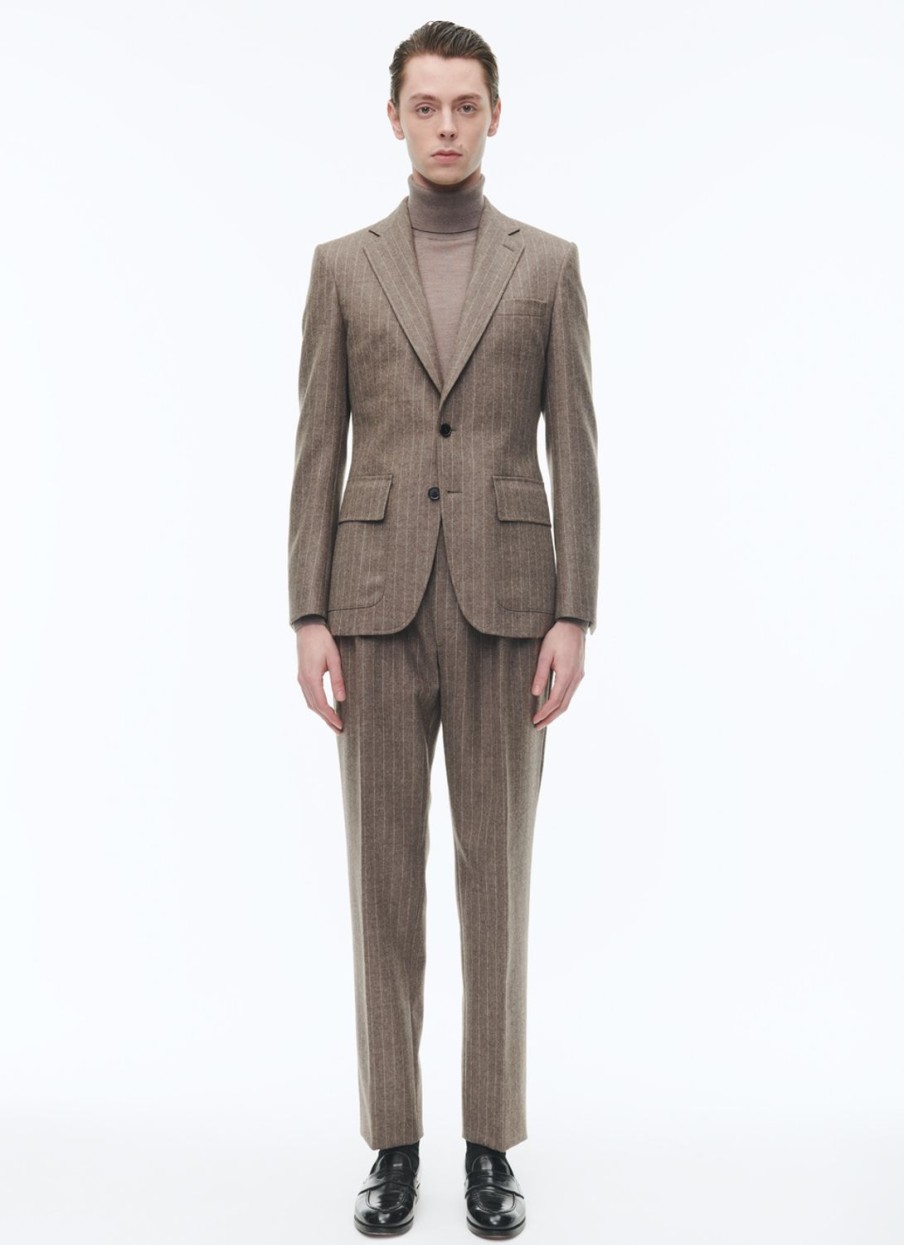 Suits | De Fursac Wool Flannel Fitted Suit Chestnut - Stripes