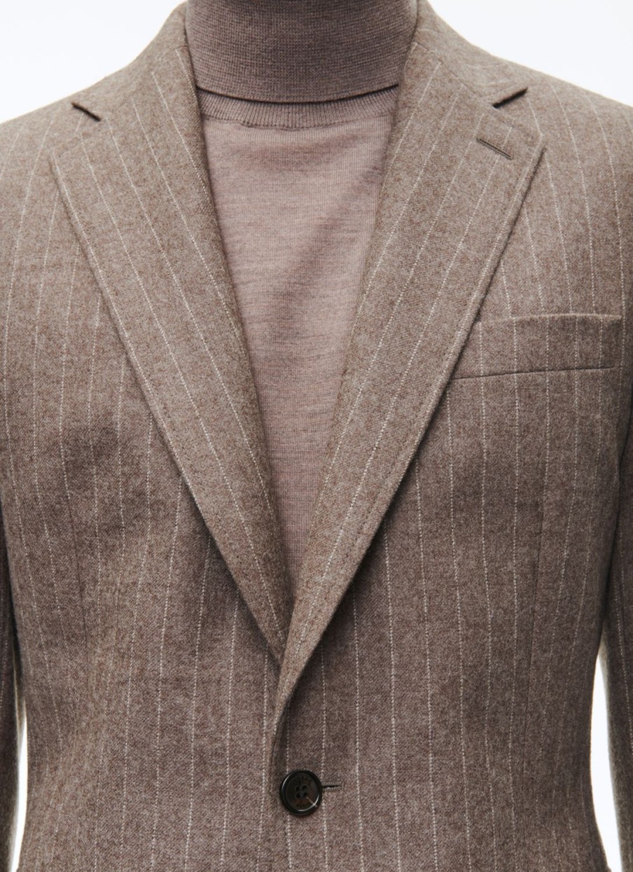 Suits | De Fursac Wool Flannel Fitted Suit Chestnut - Stripes