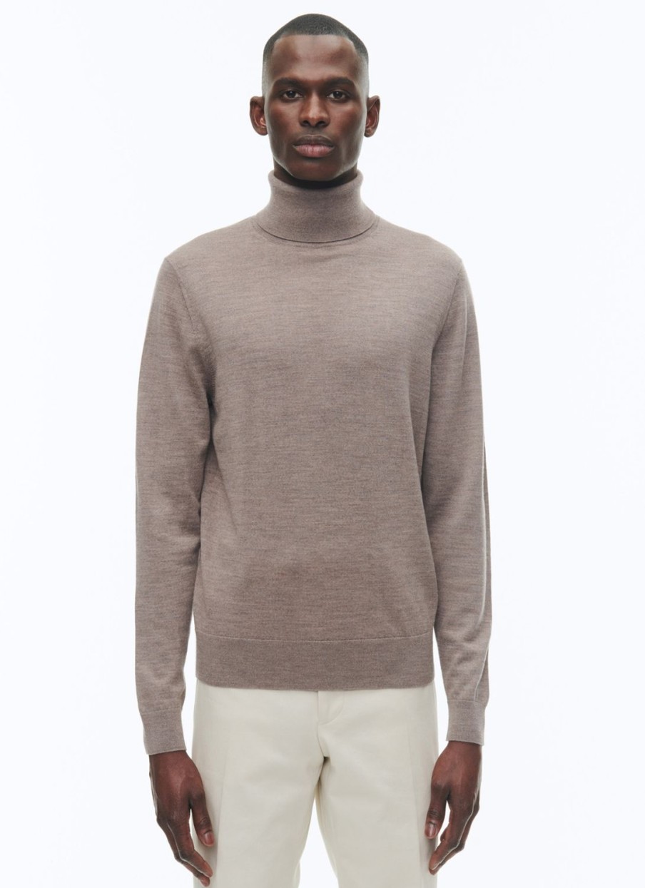 Sweaters | De Fursac Merino Wool Roll Neck Thin Sweater Taupe Grey