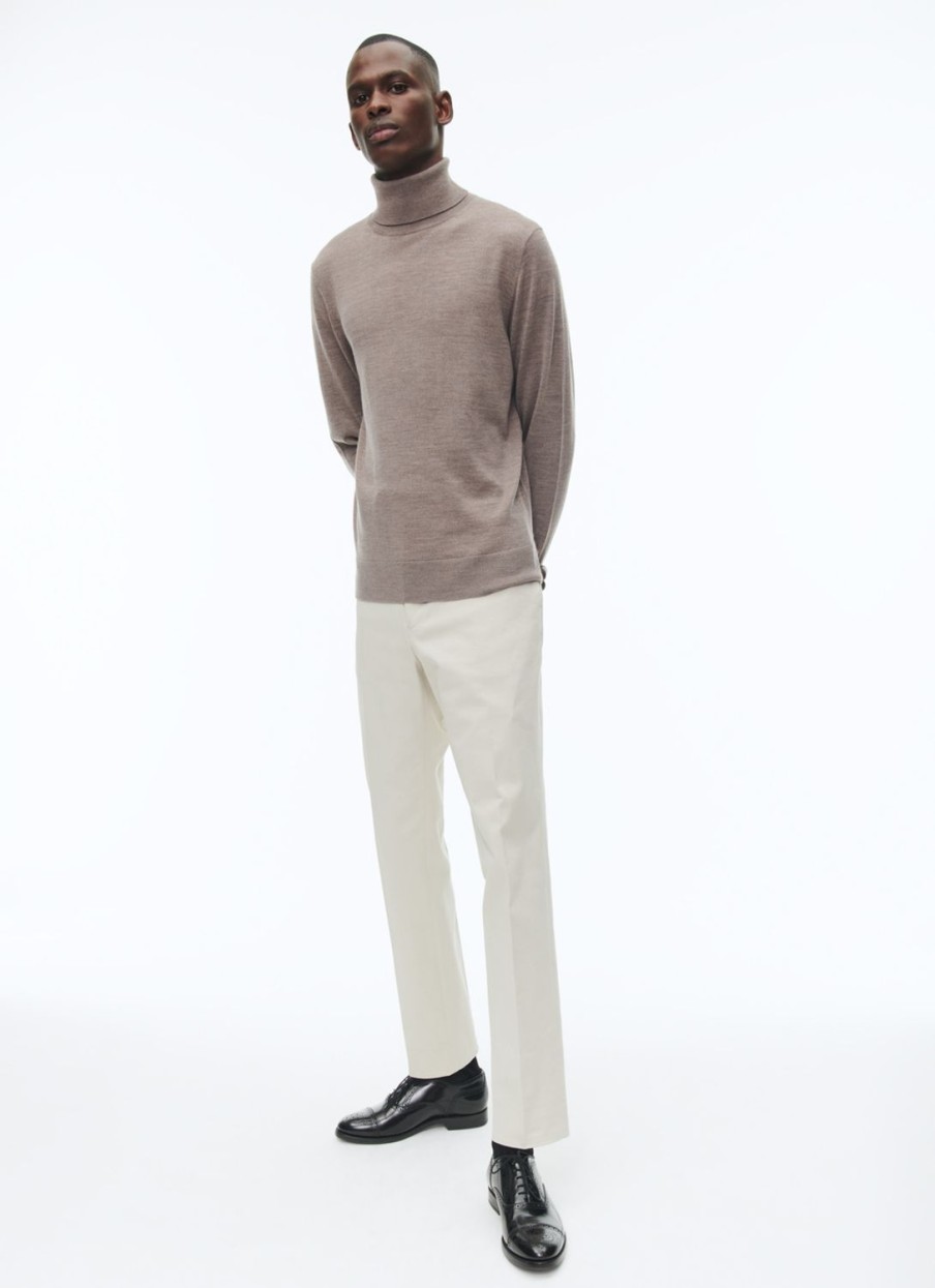 Sweaters | De Fursac Merino Wool Roll Neck Thin Sweater Taupe Grey