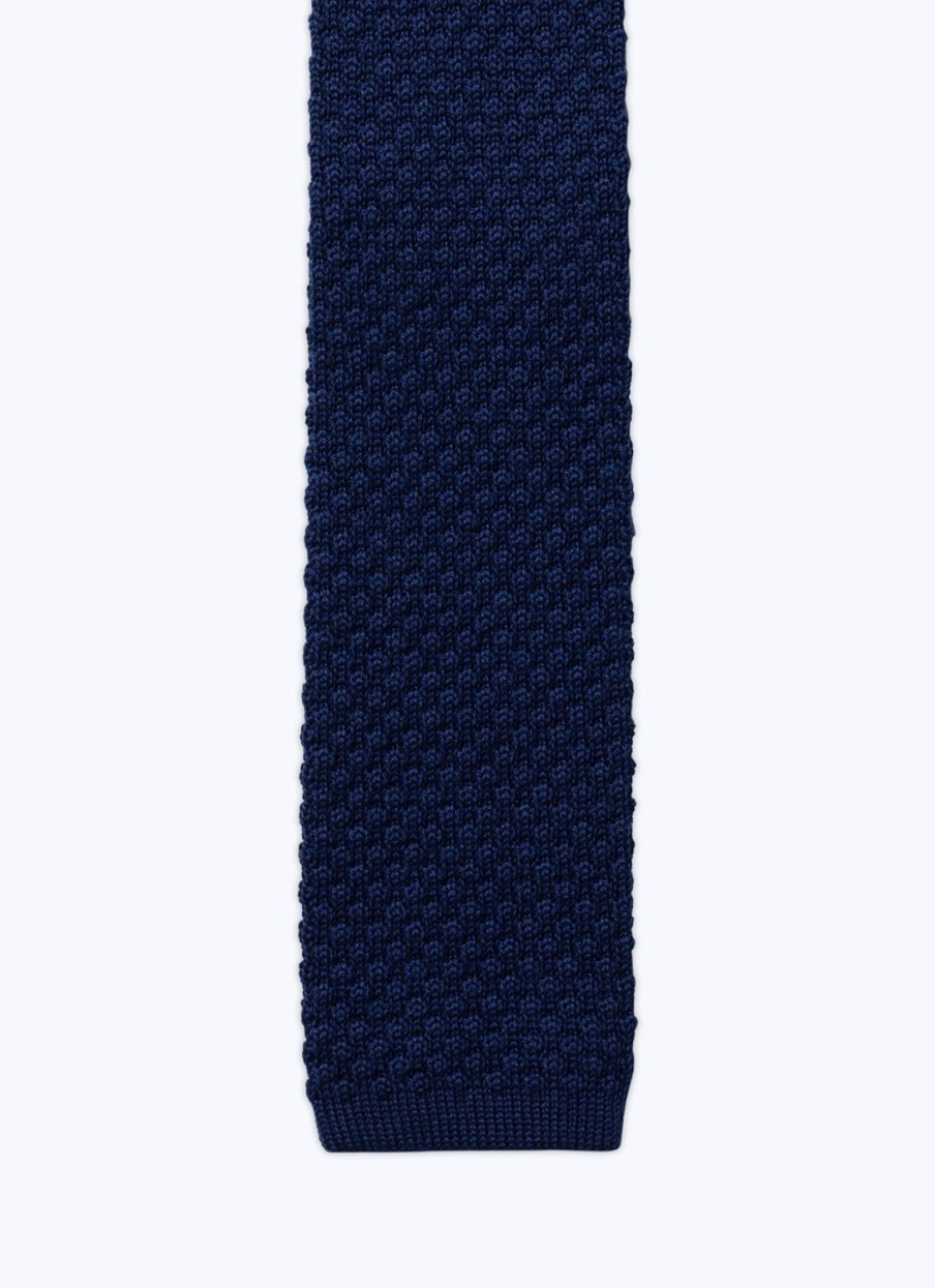 Ties | De Fursac Knitted Wool Tie Navy Blue