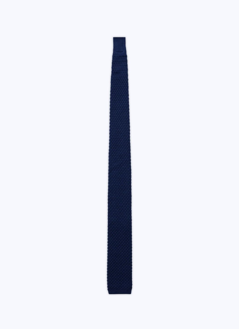 Ties | De Fursac Knitted Wool Tie Navy Blue