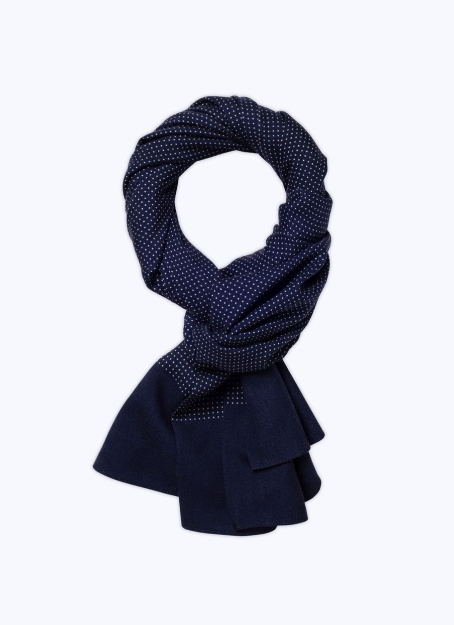 Scarves | De Fursac Wool Scarf With Polka Dots Midnight Blue