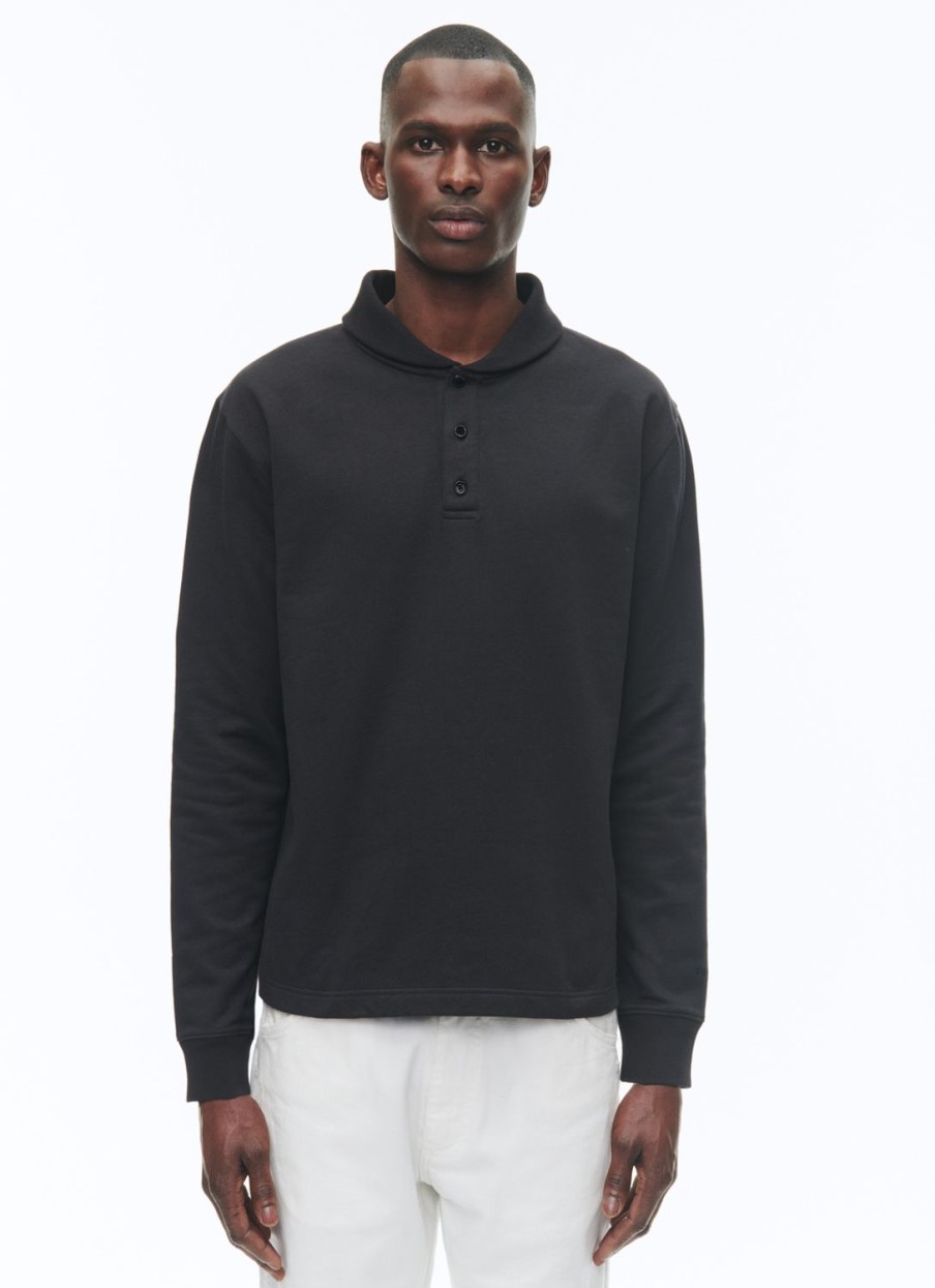 Sweaters | De Fursac Cotton Jersey Shawl Collar Sweatshirt Black