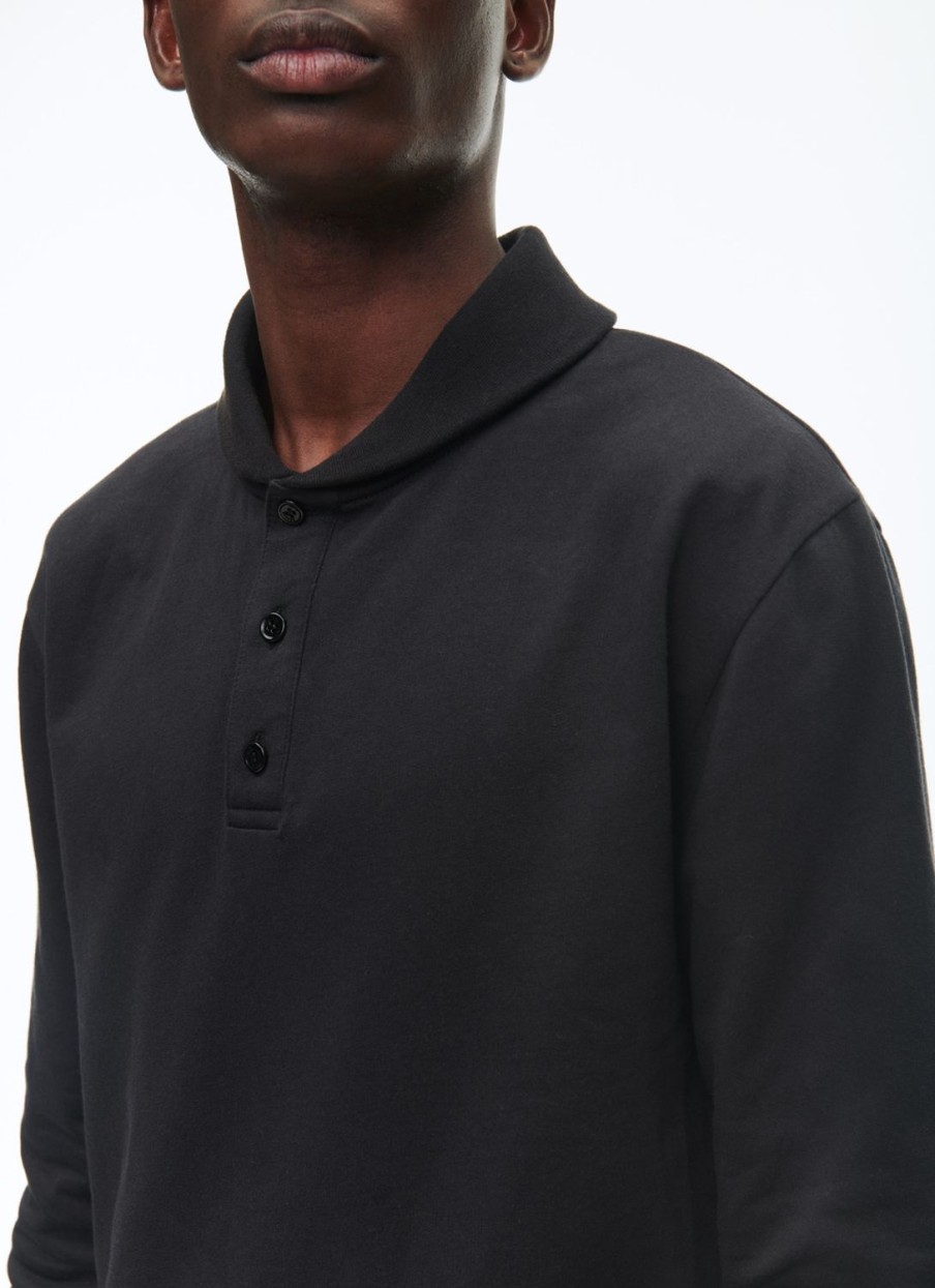 Sweaters | De Fursac Cotton Jersey Shawl Collar Sweatshirt Black