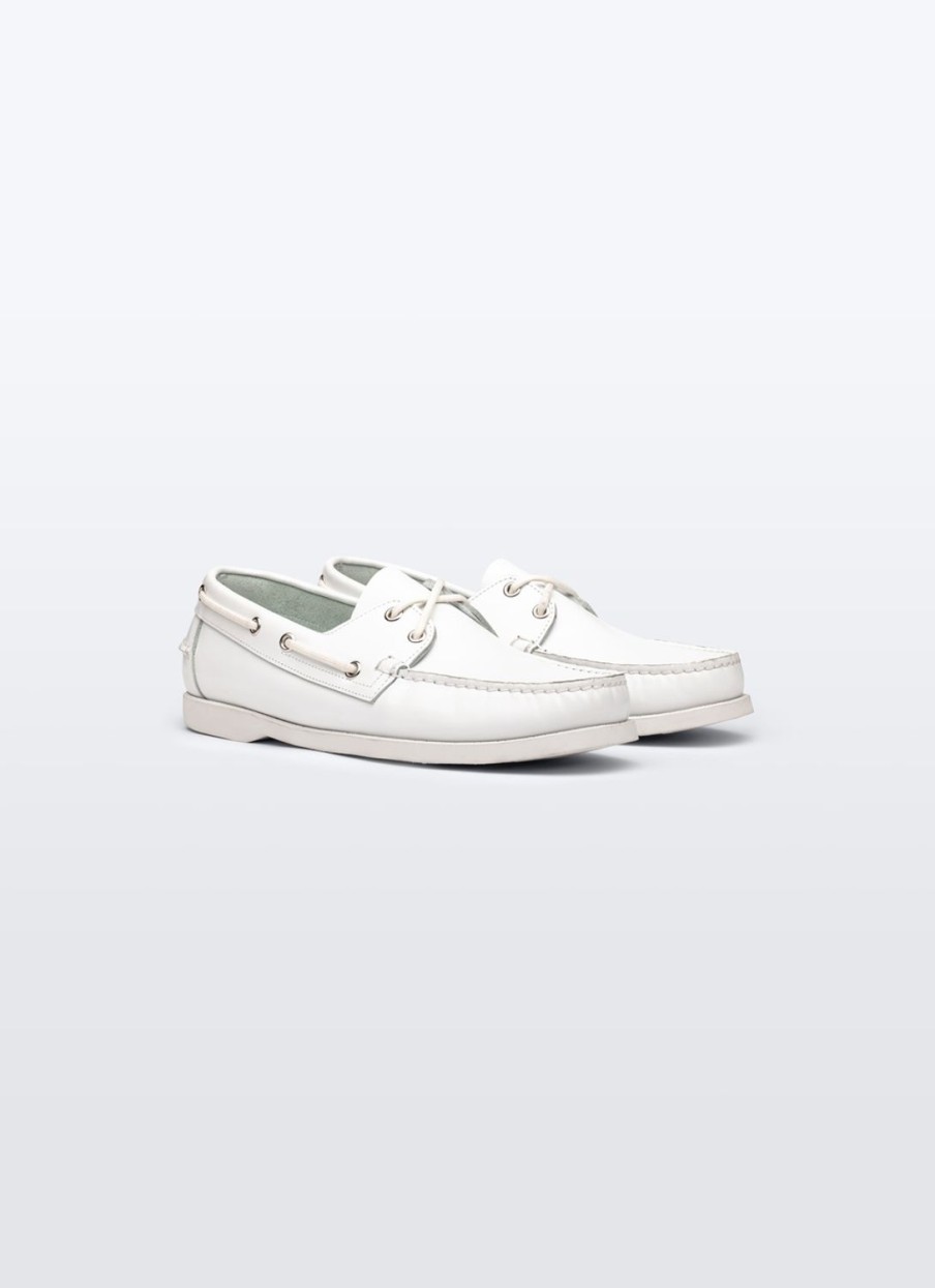 Shoes | De Fursac Napa Leather Boat Loafers White