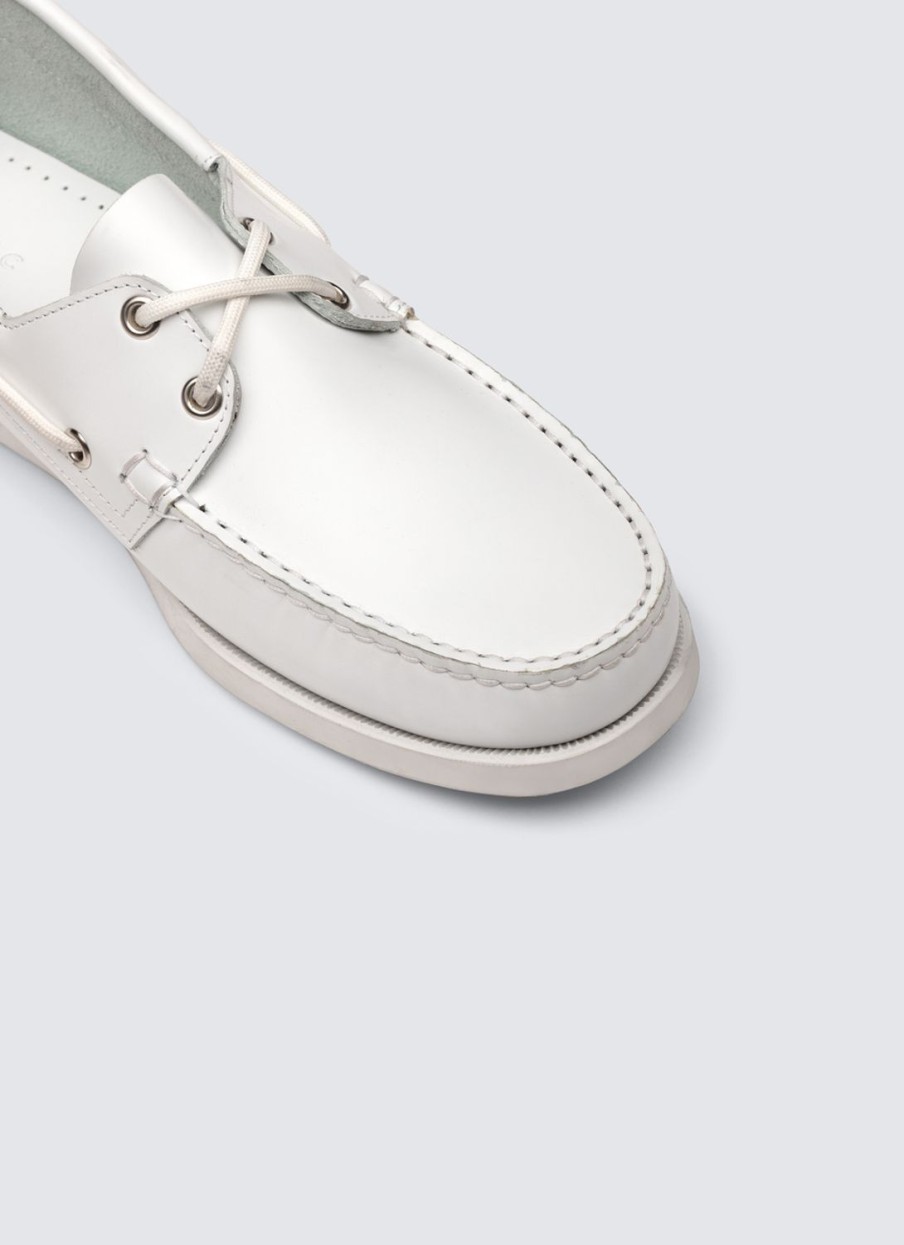 Shoes | De Fursac Napa Leather Boat Loafers White