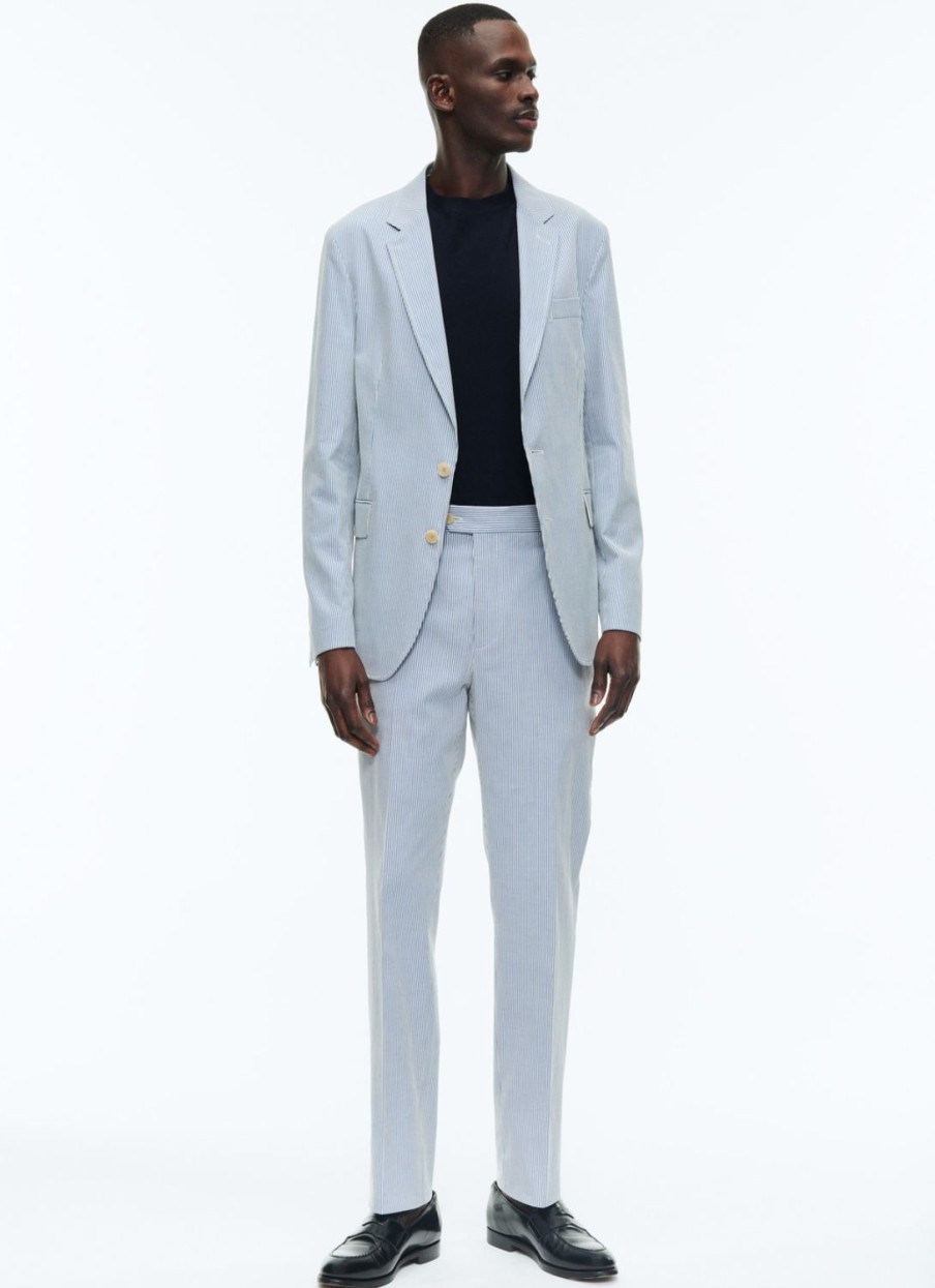 Blazers | De Fursac Cotton Canvas Jacket With Stripes White And Sky Blue Stripes