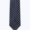 Ties | De Fursac Silk Satin Tie With Pattern Navy Blue - Fancy Jacquard Micro-Design