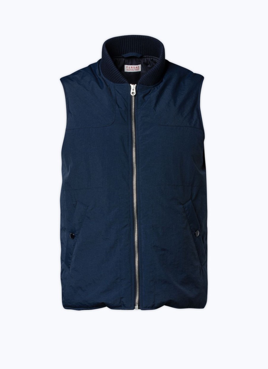 Outerwear | De Fursac Canvas Sleeveless Down Jacket Navy Blue