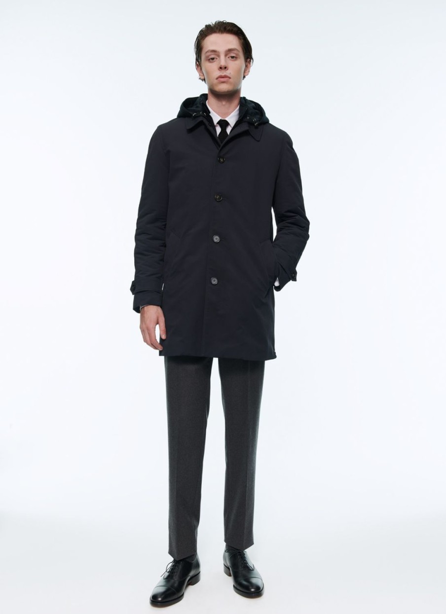 Outerwear | De Fursac Water-Repellent Canvas Parka Navy Blue