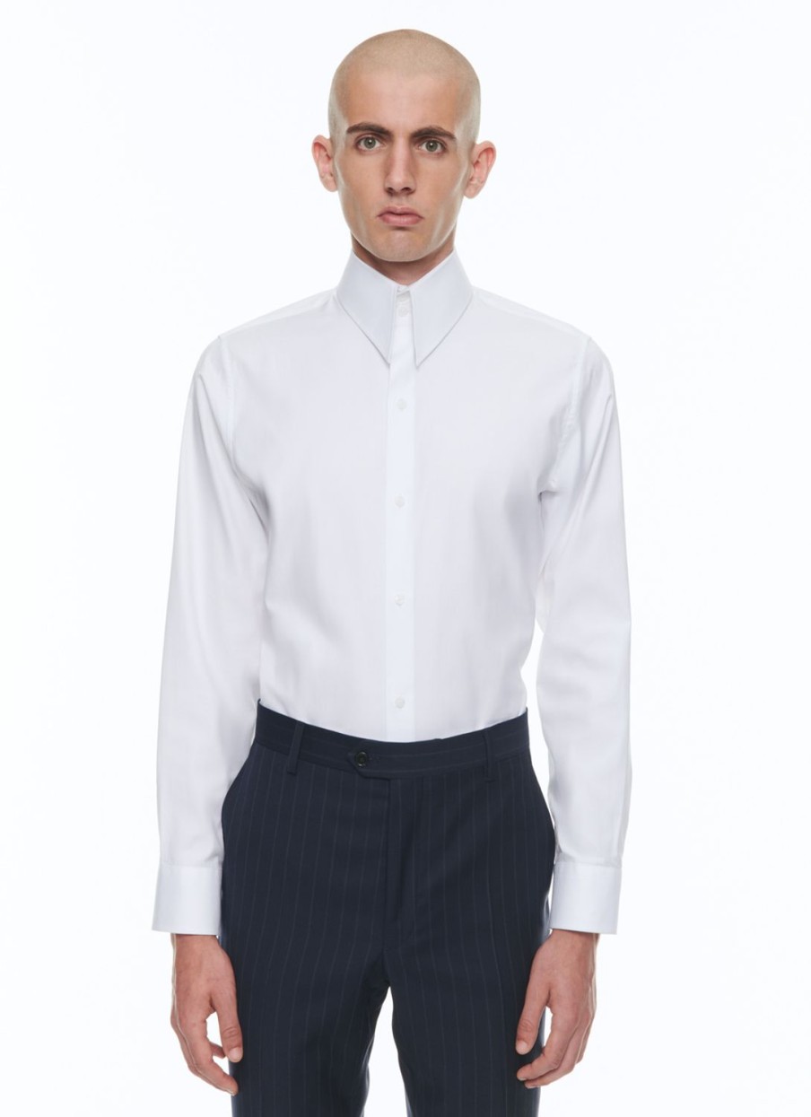 Shirts | De Fursac Cotton Poplin Shirt With Spear Collar White