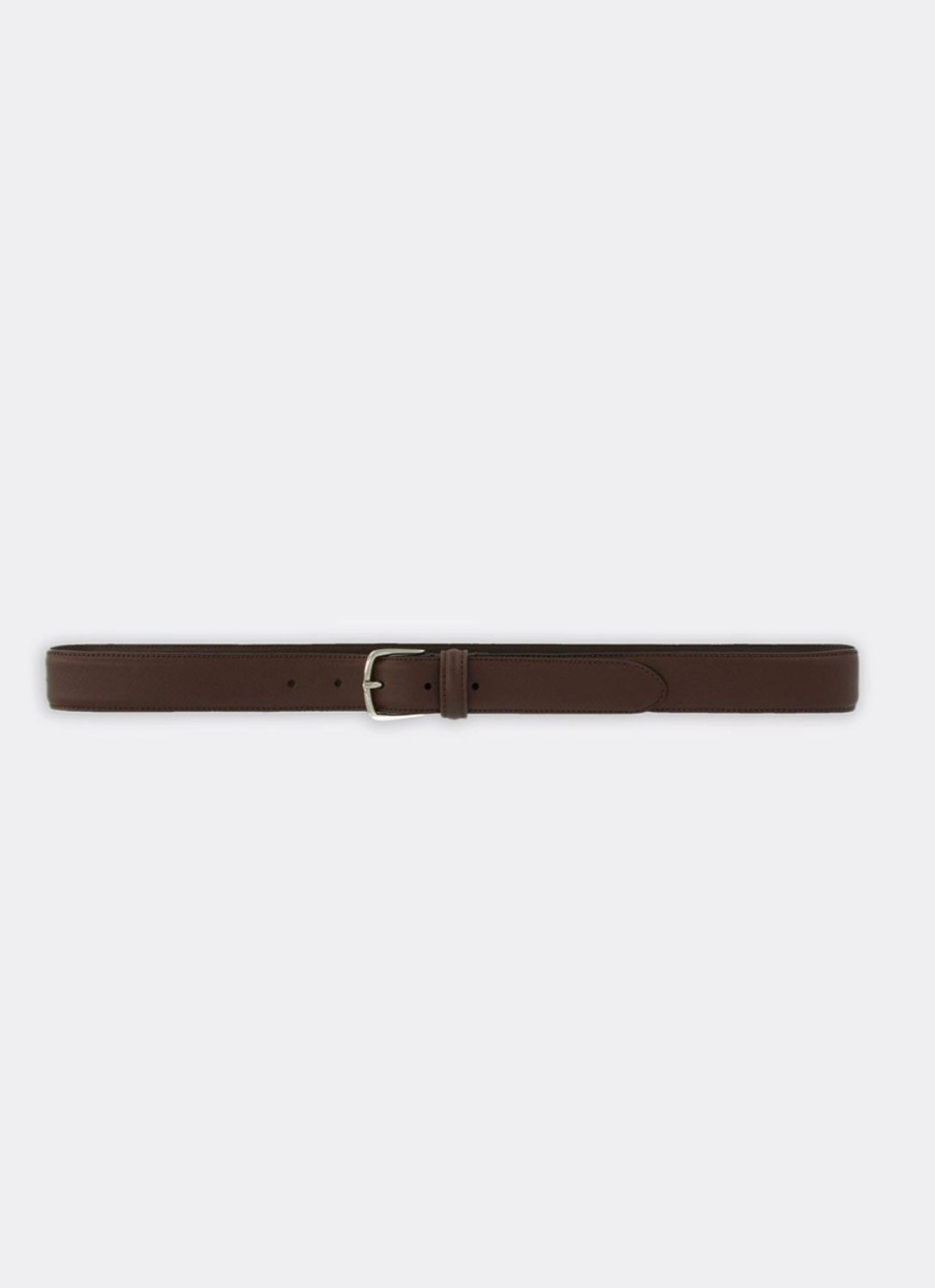 Belts | De Fursac Brown Leather Belt Saffiano Brown Leather