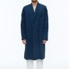 Homewear | De Fursac Seersucker Dressing Gown Shirt With Stripes Navy Blue - Navy Blue And Black Stripes