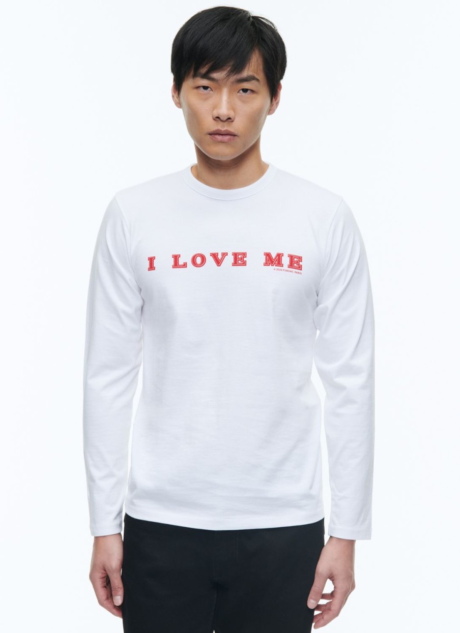 Polos & T-Shirts | De Fursac Organic Cotton Printed T-Shirt White - Red "I Love Me" Print