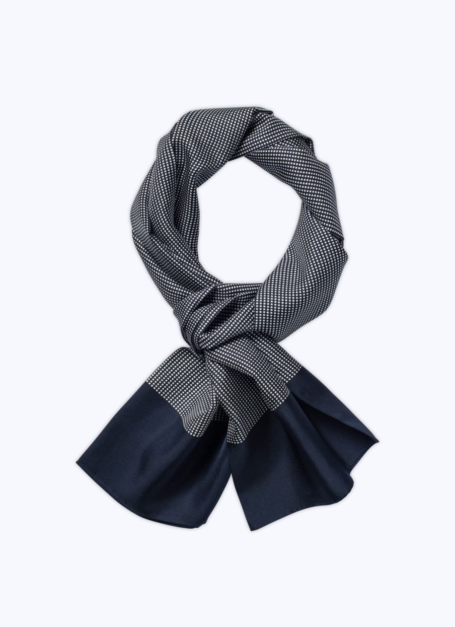 Scarves | De Fursac Silk Scarf With Print Navy Blue