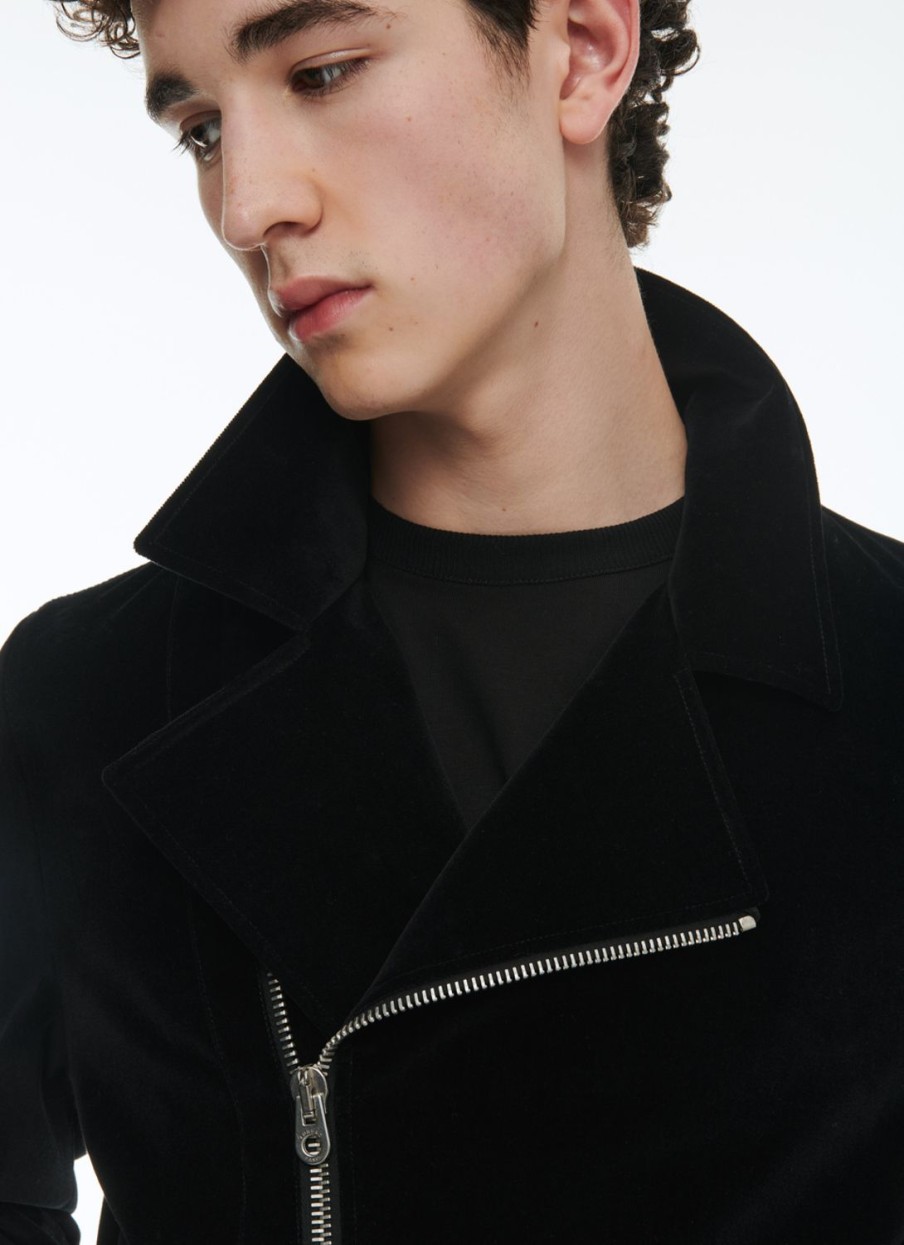 Outerwear | De Fursac Velvet Biker Jacket Black