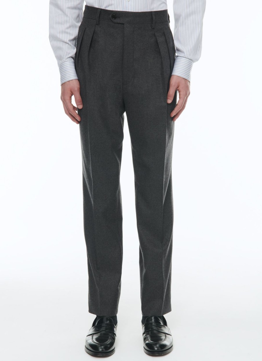 Trousers | De Fursac Wool Flannel Straight Trousers Grey