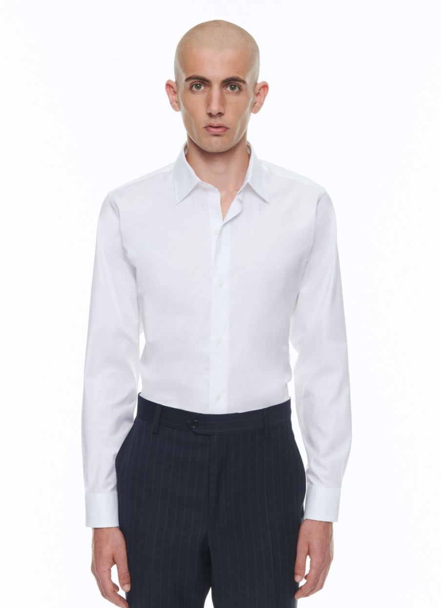 Shirts | De Fursac Cotton Poplin Shirt With Straight Collar White