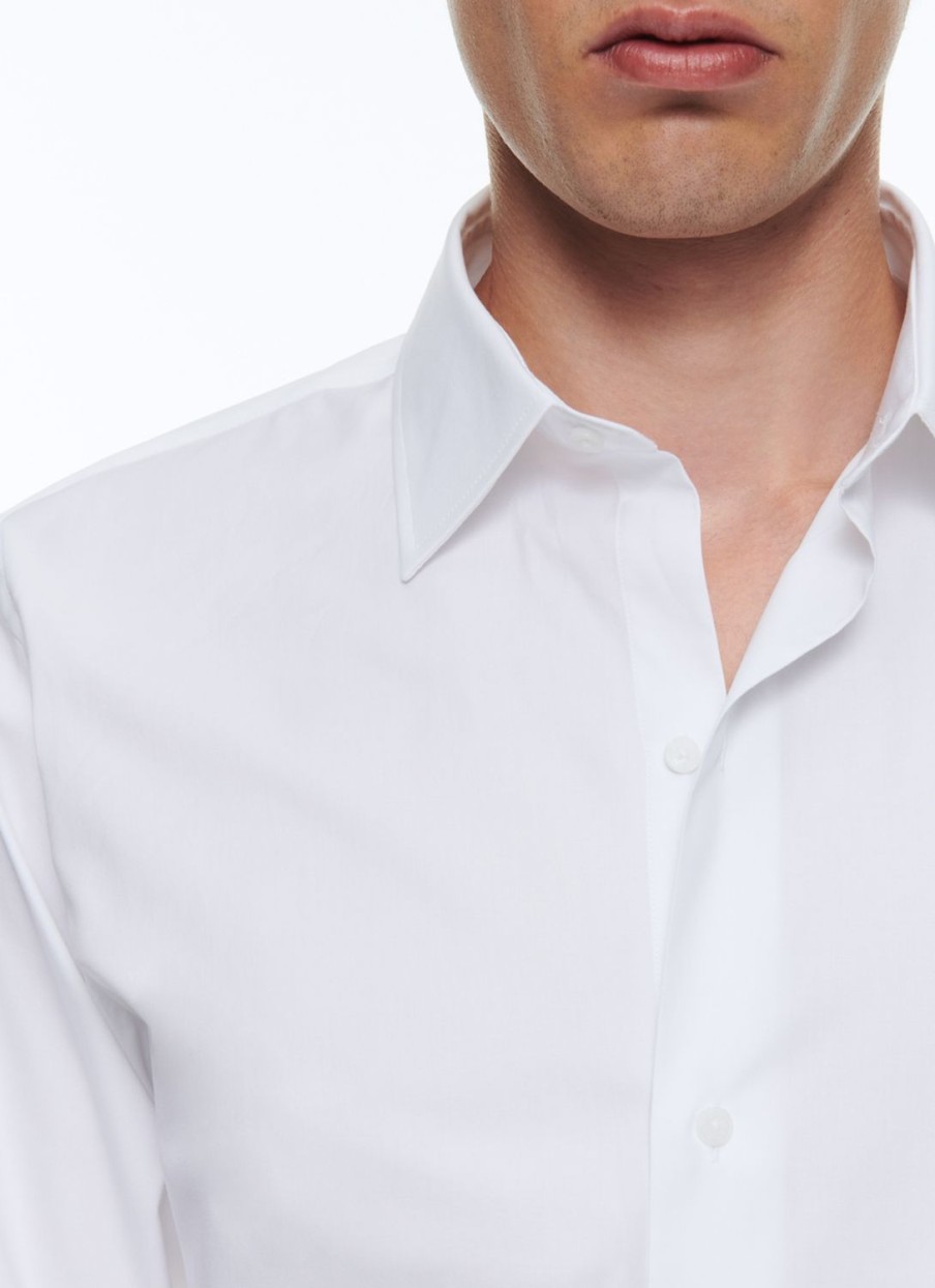 Shirts | De Fursac Cotton Poplin Shirt With Straight Collar White