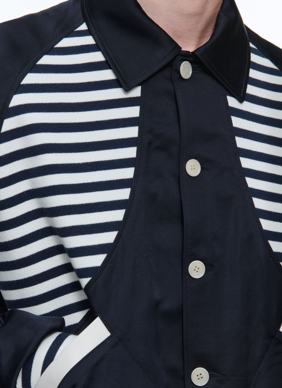 Outerwear | De Fursac Striped Canvas "Atlantique" Jacket Navy Blue - Striped Yokes