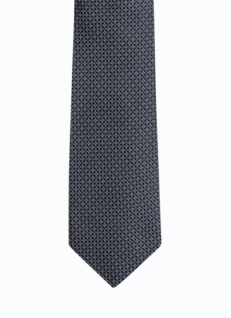 Ties | De Fursac Sky Blue Silk Tie Sky Blue - "Squares" Pattern