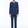 Suits | De Fursac Striped Wool Double-Breasted Suit Blue - Stripes