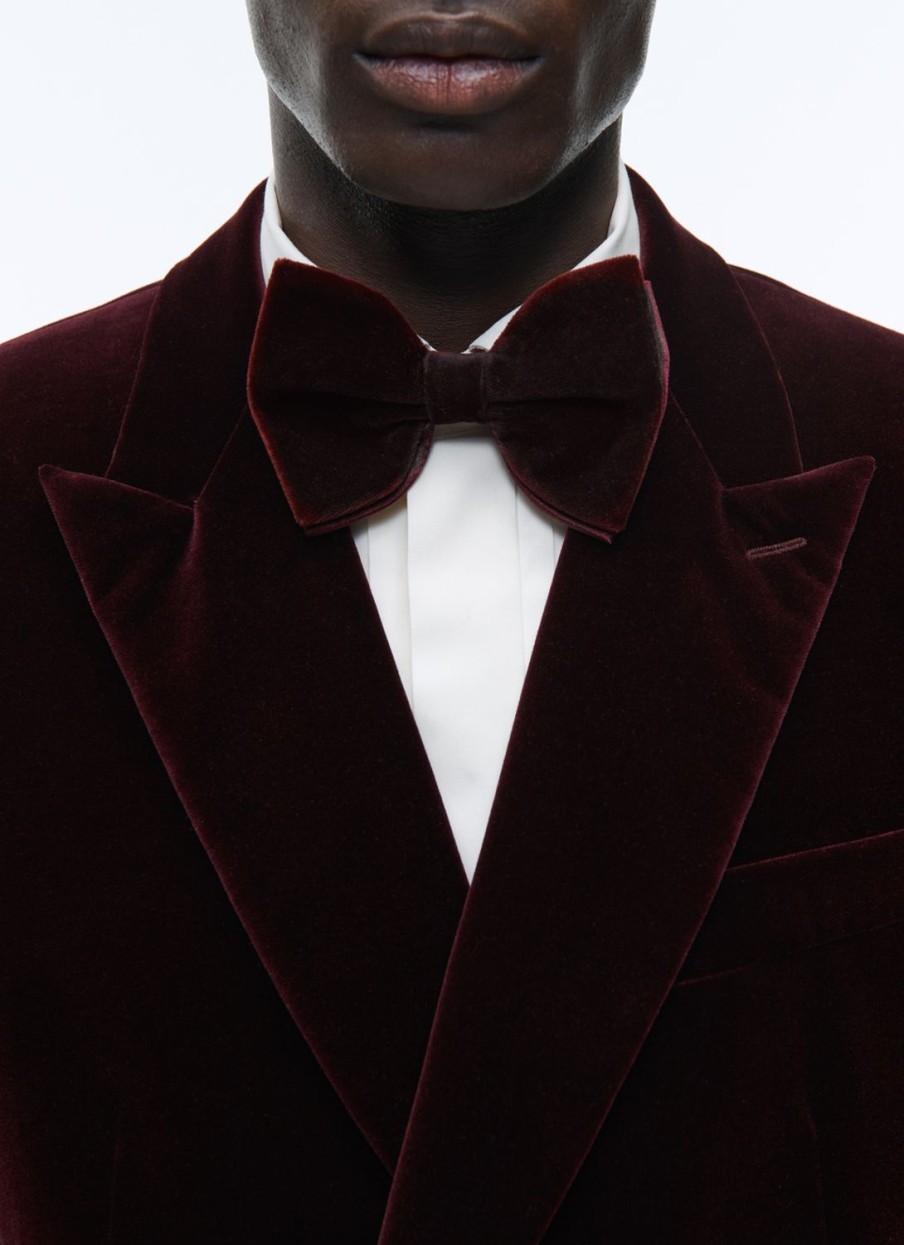 Ties | De Fursac Velvet And Silk Bow Tie Burgundy