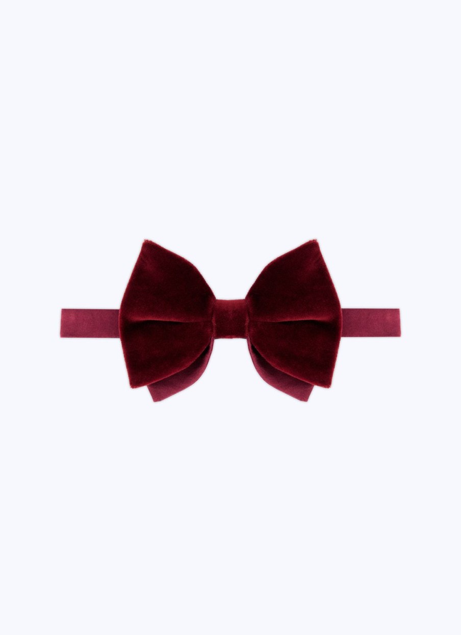 Ties | De Fursac Velvet And Silk Bow Tie Burgundy