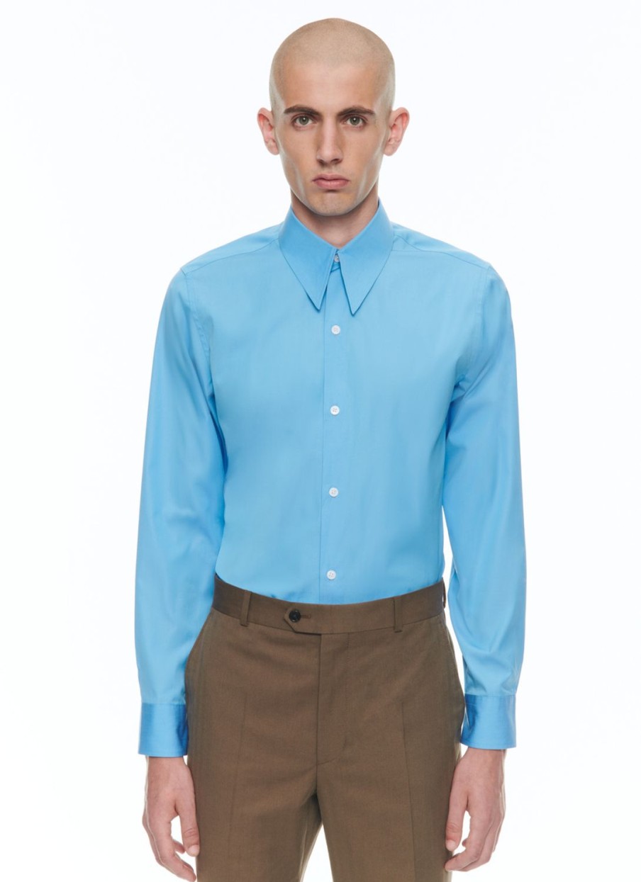 Shirts | De Fursac Cotton Canvas Shirt With Spear Collar Light Blue