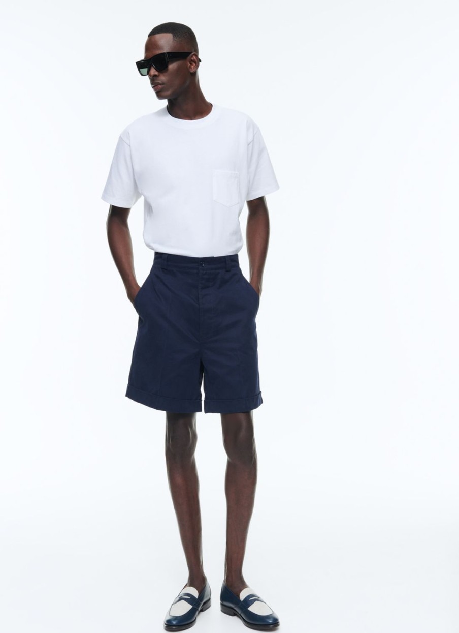 Trousers | De Fursac Cotton Canvas Bermuda Shorts Navy Blue