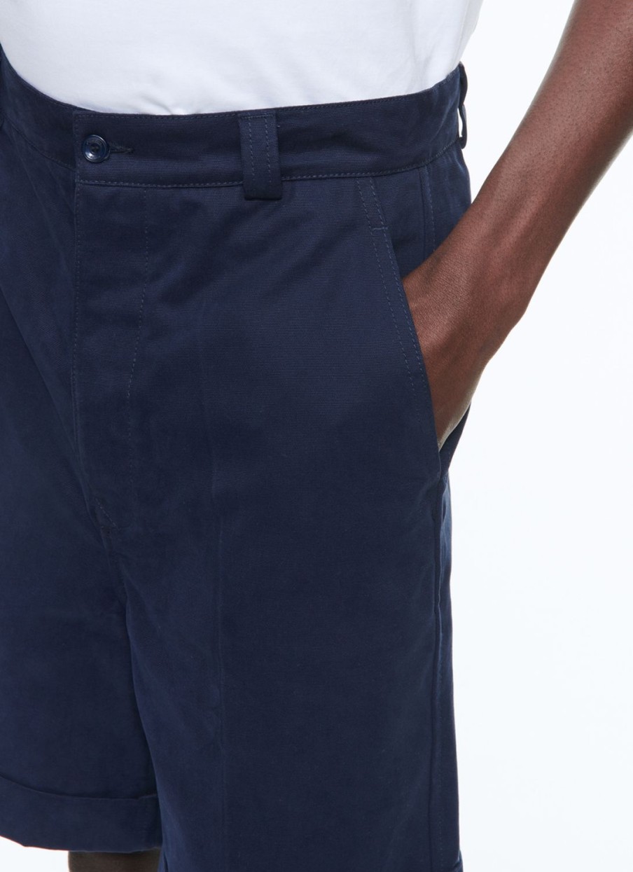 Trousers | De Fursac Cotton Canvas Bermuda Shorts Navy Blue