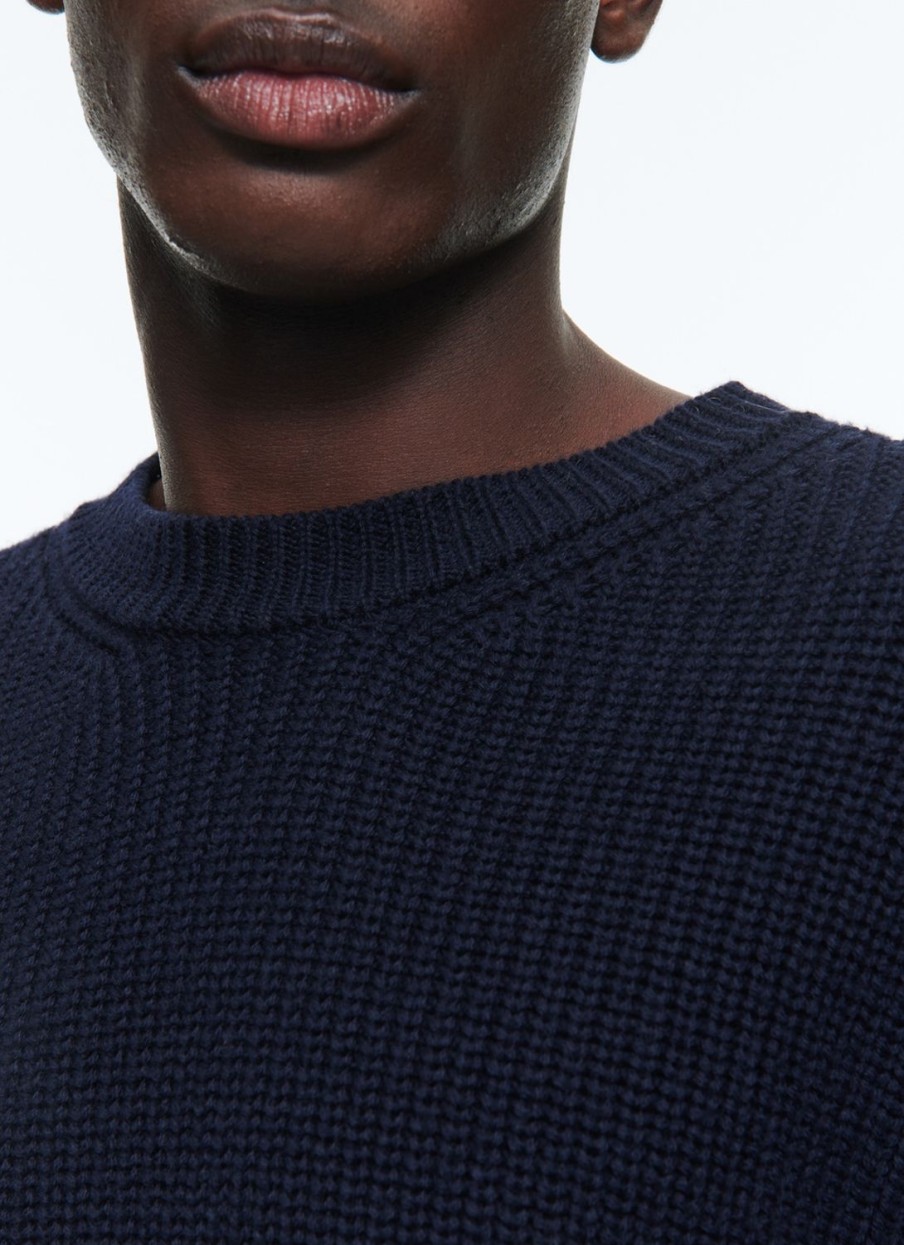 Polos & T-Shirts | De Fursac Ribbed Wool And Cotton Sweater Navy Blue