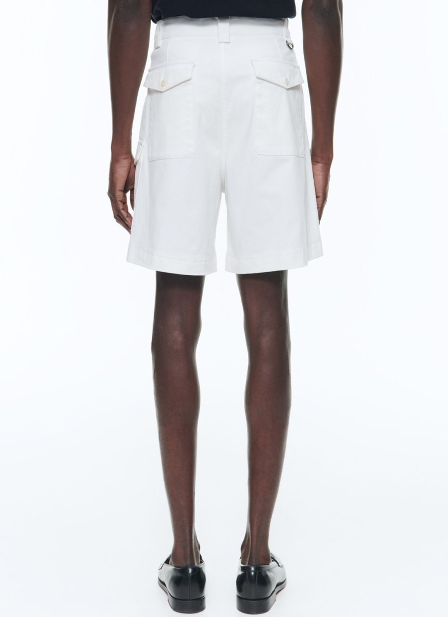 Trousers | De Fursac Cotton Canvas Pleated Bermuda Shorts White