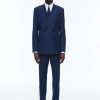 Suits | De Fursac Wool Double-Breasted Striped Suit Blue - Tone On Tone Large Stripes