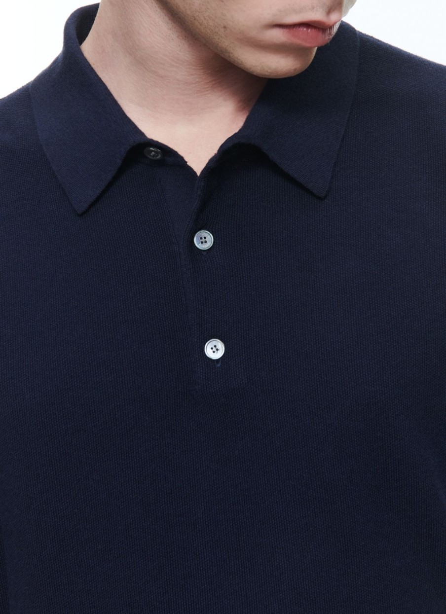 Polos & T-Shirts | De Fursac Cotton And Cashmere Polo Sweater Navy Blue