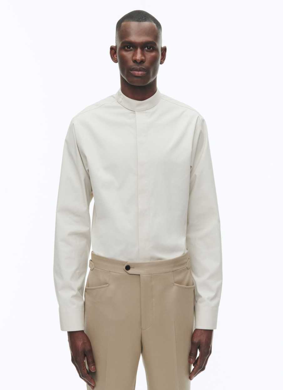 Shirts | De Fursac Cotton Poplin Shirt With Corsair Collar Grege