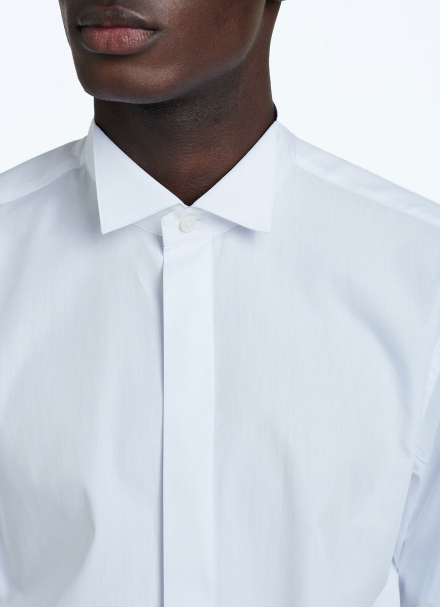 Shirts | De Fursac Egyptian Cotton Wing Collar And Hidden Placket Shirt White