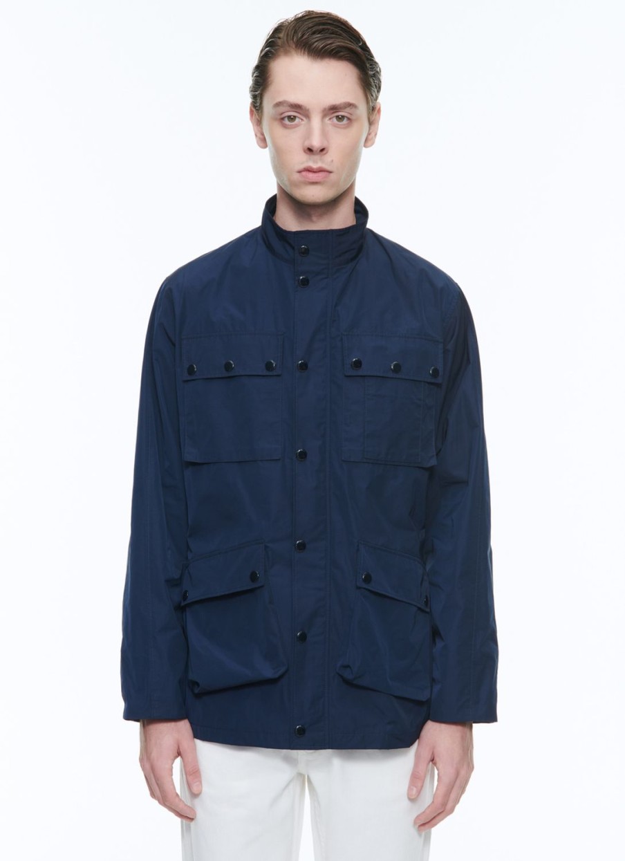 Outerwear | De Fursac Technical Canvas Multipockets Parka Navy Blue