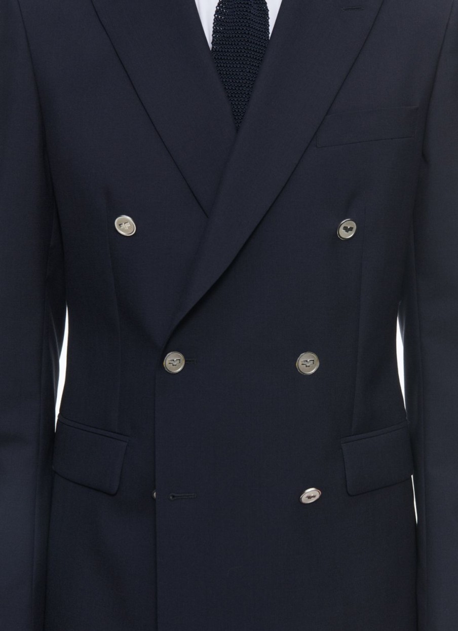 Blazers | De Fursac Certified Wool Double-Breasted Blazer Navy Blue