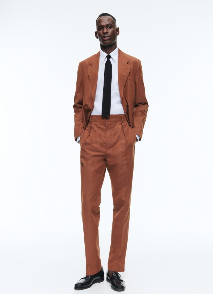 Suits | De Fursac Linen And Cotton Slack Suit Camel Brown