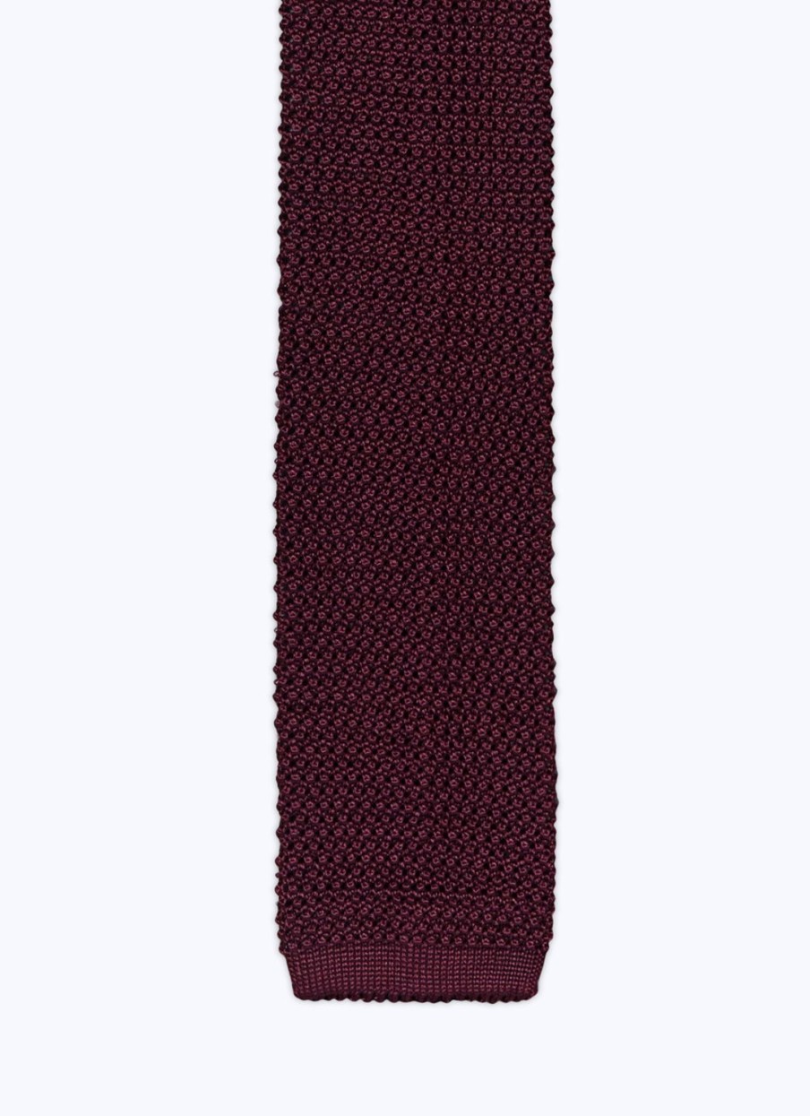 Ties | De Fursac Knitted Silk Tie Burgundy