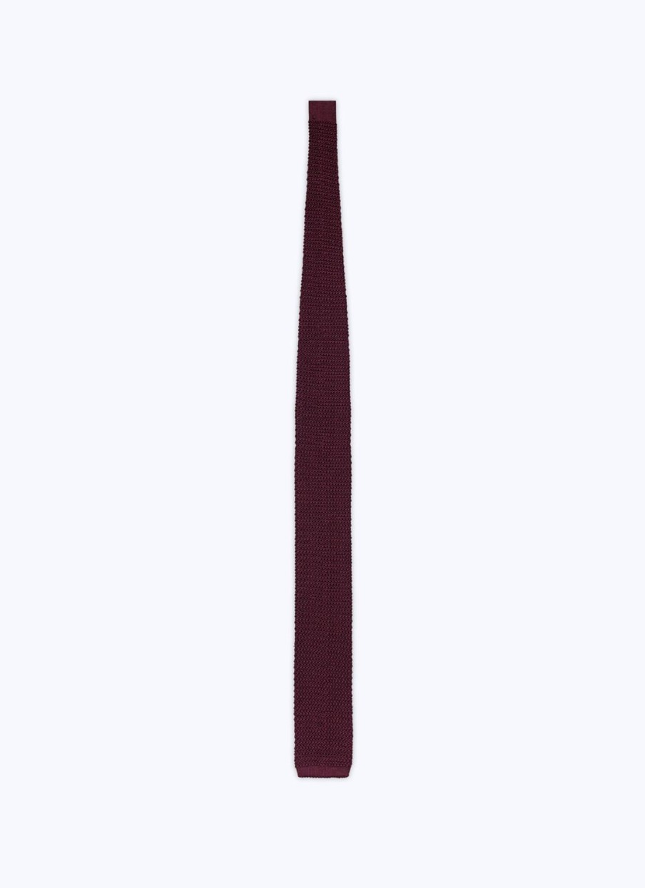 Ties | De Fursac Knitted Silk Tie Burgundy