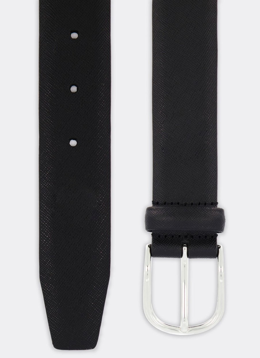 Belts | De Fursac Black Leather Belt Saffiano Black Leather