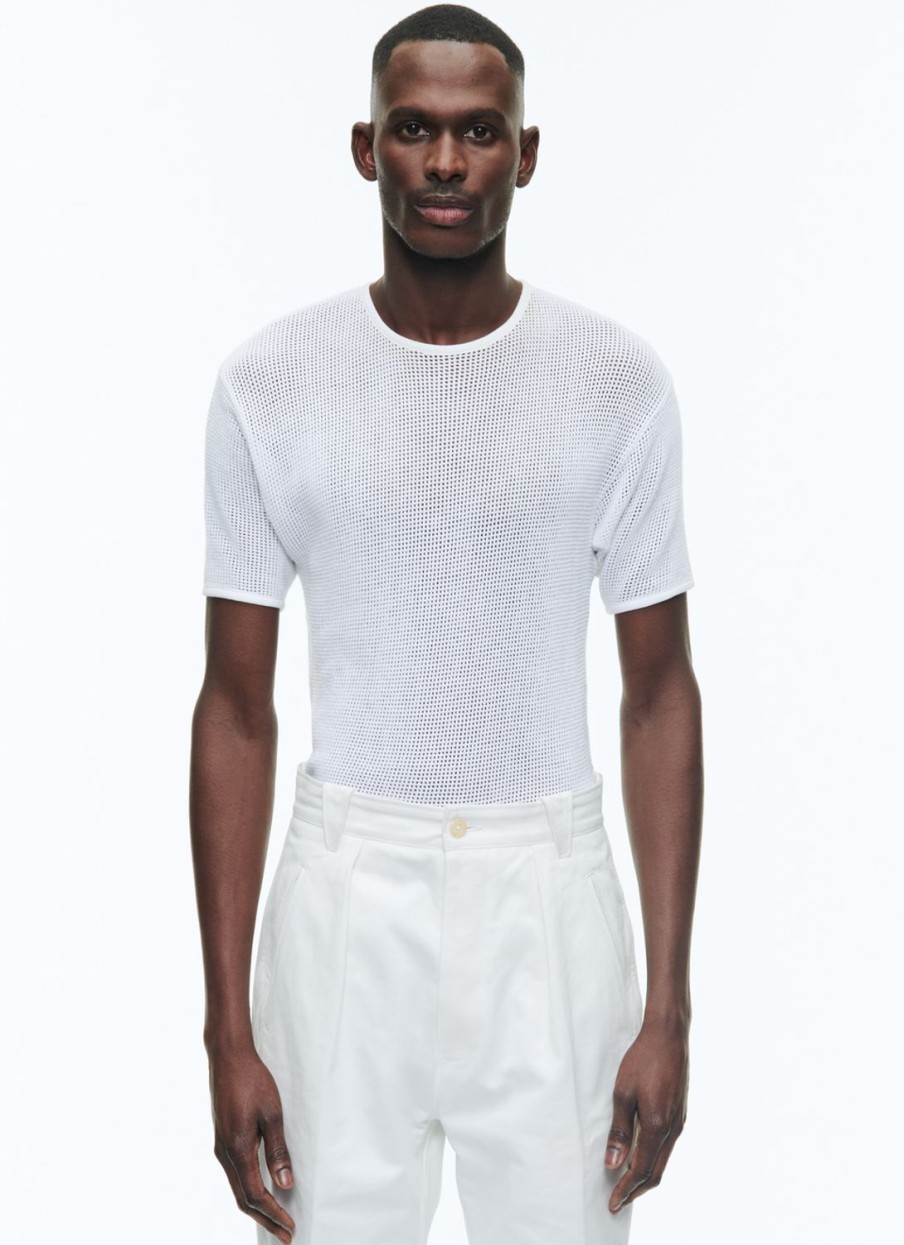 Polos & T-Shirts | De Fursac Organic Cotton Hemstitched T-Shirt White