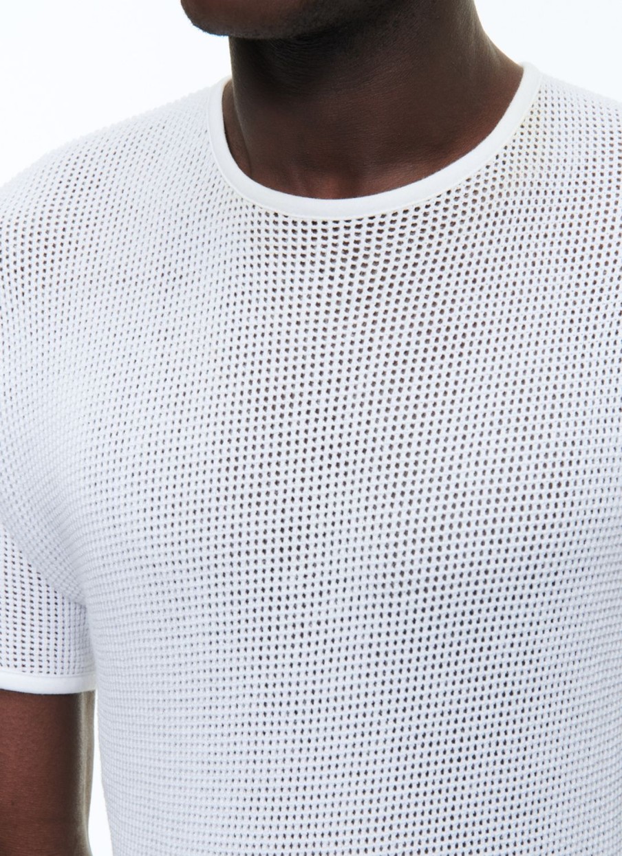 Polos & T-Shirts | De Fursac Organic Cotton Hemstitched T-Shirt White