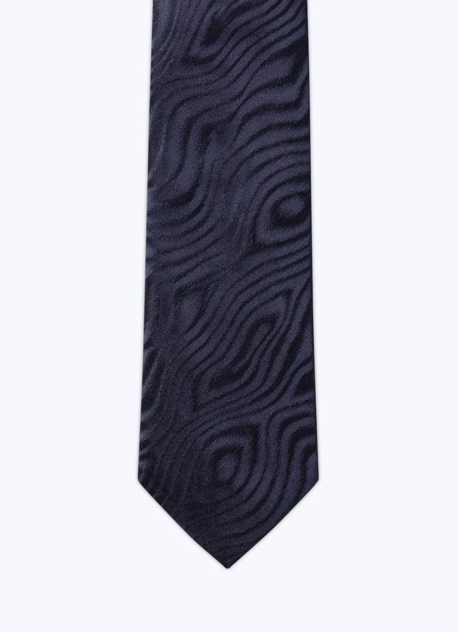 Ties | De Fursac Silk Jacquard Tie Navy Blue